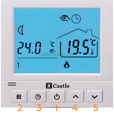 кнопки управління терморегулятором
