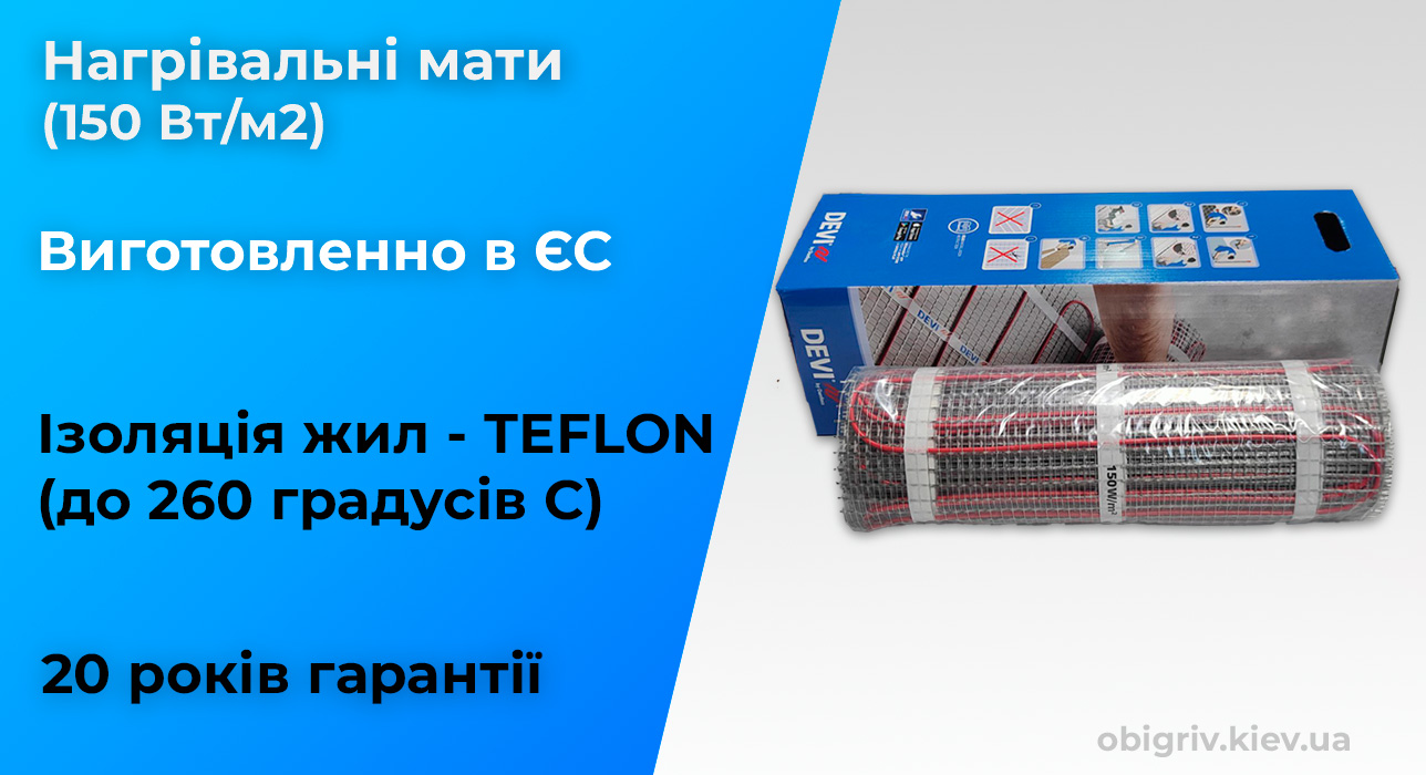 тепла підлога на матах під плитку Devi 150 вт
