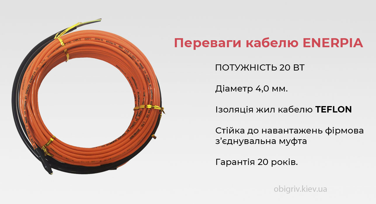 гріючий кабель тепла підлога Enerpia