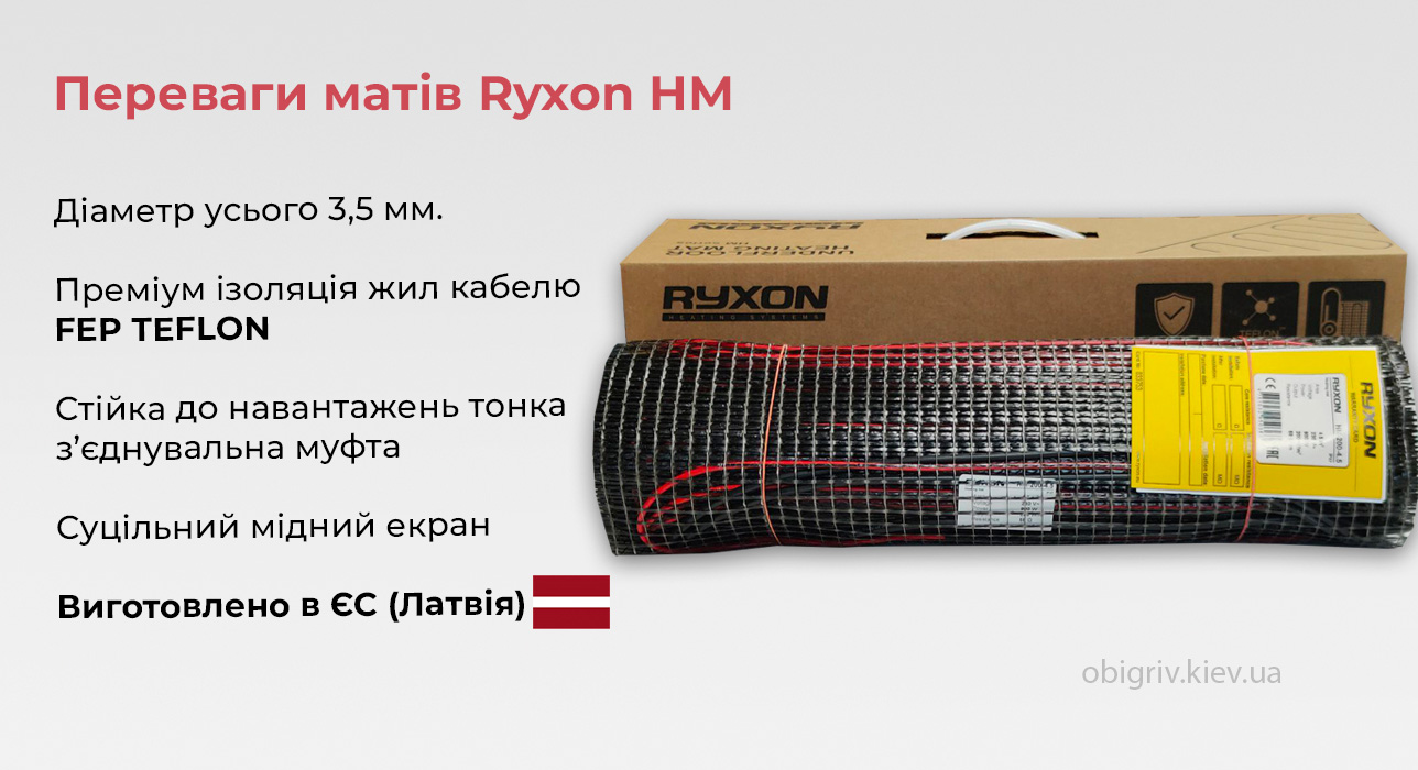 тепла підлога мати в клей для плитки Ryxon